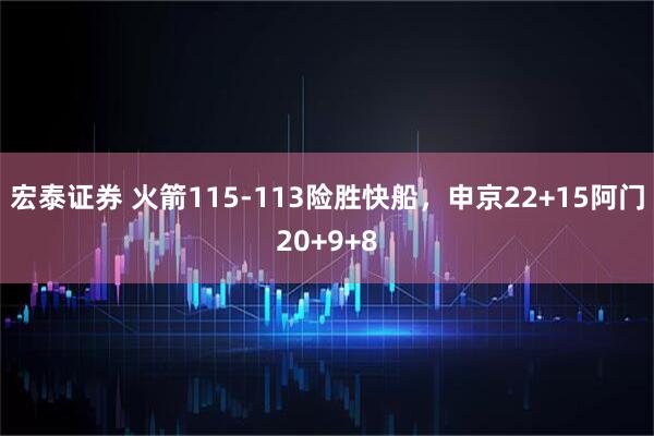 宏泰证券 火箭115-113险胜快船，申京22+15阿门20+9+8